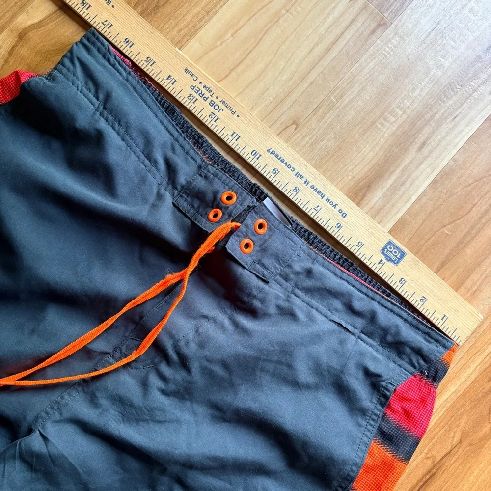 Nike Gray Swim/Board Shorts with Orange Accents Mesh Liner Large